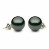 ESTATE AAA 12MM TAHITIAN PEARL 14KT WHITE GOLD CLASSIC SOLITAIRE STUD EARRINGS