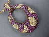 LARGE 2.63CT DIAMOND & AAA PINK SAPPHIRE 18KT ROSE GOLD 3D OVAL LEAF FUN PENDANT
