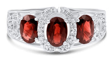 1.68CT DIAMOND & AAA RUBY 14KT WHITE GOLD OVAL & ROUND PAST PRESENT FUTURE RING