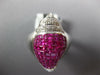 LARGE 8.08CT DIAMOND & AAA RUBY 18K WHITE GOLD ROUND & PRINCESS POMEGRANATE RING