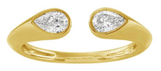 ESTATE .39CT DIAMOND 14KT YELLOW GOLD 3D PEAR SHAPE 2 STONE ETOILE LOVE RING