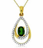 ESTATE .62CT DIAMOND & AAA RUSSALITE 14KT YELLOW GOLD 3D TEAR DROP OVAL PENDANT