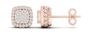 .25CT DIAMOND 14K ROSE GOLD CLASSIC INVISIBLE SQUARE HALO FILIGREE STUD EARRINGS