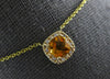 1.04CT DIAMOND & AAA CITRINE 14KT YELLOW GOLD 3D CUSHION & ROUND SQUARE NECKLACE