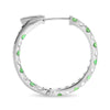 1.59CT DIAMOND & AAA TSAVORITE 14KT WHITE GOLD INSIDE OUT HOOP HANGING EARRINGS