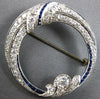 ANTIQUE LARGE 2.7CT OLD MIN DIAMOND & AAA SAPPHIRE PLATINUM CIRCULAR PIN PENDANT