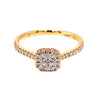 ESTATE .38CT DIAMOND 18K YELLOW GOLD 3D CLUSTER SQUARE HALO FRIENDSHIP LOVE RING