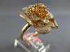 ESTATE LARGE 1.30CT DIAMOND 18KT ROSE GOLD 3D CLASSIC ROSE FLOWER LOVE RING
