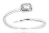 .26CT DIAMOND 14KT WHITE GOLD EMERALD CUT SOLITAIRE BEZEL CRISS CROSS LOVE RING
