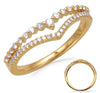 .27CT DIAMOND 14KT YELLOW GOLD ROUND SHARED PRONG 2 ROW V SHAPE ANNIVERSARY RING