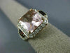 LARGE 4.82CT DIAMOND AAA MORGANITE & GARNET 14K ROSE 3D 3 STONE ENGAGEMENT RING