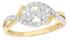 ESTATE .43CT DIAMOND 14KT 2 TONE GOLD 3D ROUND DOUBLE FLOWER INFINITY LOVE RING