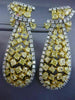 LARGE WHITE & INTENSE FANCY YELLOW DIAMOND 18K TWO TONE GOLD 3D HANGING EARRINGS