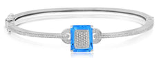 7.24CT DIAMOND & AAA BLUE TOPAZ 14KT WHITE GOLD 3D EMERALD CUT & ROUND BRACELET