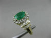 ESTATE 1.82CT ROUND & BAGUETTE DIAMOND & AAA EMERALD 14K TWO TONE GOLD HALO RING