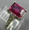 WIDE 1.29CT DIAMOND & AAA RUBY 18KT WHITE GOLD EMERALD CUT SOLITAIRE RING #27636