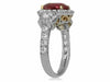 GIA CERTIFIED 5.18CT DIAMOND & AAA RUBY 18KT 2 TONE GOLD 3D HALO ENGAGEMENT RING