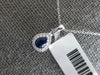 SMALL .52CT DIAMOND & AAA SAPPHIRE 18KT WHITE GOLD PEAR SHAPE FLOATING PENDANT