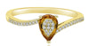 .63CT DIAMOND & AAA CITRINE 14KT YELLOW GOLD PEAR SHAPE & ROUND CRISS CROSS RING