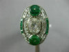 ANTIQUE LARGE 2.25CT OLD MINE DIAMOND & AAA EMERALD 18K 2 TONE GOLD 3 STONE RING