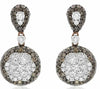 LARGE 3.24CT WHITE & MOCHA DIAMOND 14KT ROSE GOLD 3D TEAR DROP HANGING EARRINGS