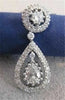 ANTIQUE 1.12CT DIAMOND PEAR 14K WHITE GOLD HANGING HALO DROP PENDANT CHAIN #1067