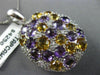 ESTATE LARGE 6.25CT DIAMOND & AAA AMETHYST & CITRINE 14K WHITE GOLD OVAL PENDANT