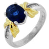 Estate 2.80Ct Diamond & AAA Sapphire 14K 2 Tone Gold 3D Oval & Baguette Engagement Ring