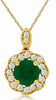 .76CT DIAMOND & AAA EMERALD 14KT YELLOW GOLD 3D FLOWER FILIGREE FLOATING PENDANT
