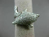 ESTATE 1.82CT DIAMOND 14KT WHITE GOLD 3D HANDCRAFTED HAPPY DOLPHIN FUN RING