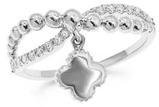 .16CT DIAMOND 14KT WHITE GOLD 3D CLASSIC CRISS CROSS INFINITY FLORAL LOVE RING