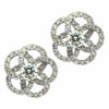 ESTATE .82CT ROUND DIAMOND 18KT WHITE GOLD 3D CLASSIC SWIRL FLOWER STUD EARRINGS