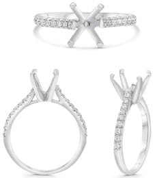 .23CT DIAMOND 14KT WHITE GOLD 3D ROUND SEMI ETERNITY SEMI MOUNT ENGAGEMENT RING
