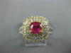 ESTATE WIDE 1.64CT DIAMOND & AAA SAPPHIRE 14K 2 TONE GOLD SQUARE ENGAGEMENT RING