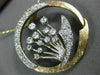 ANTIQUE LARGE 2.5CT OLD MINE CUT DIAMOND 14K TWO TONE GOLD FLOWER PENDANT #2490