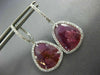 7.46CT DIAMOND & AAA TOURMALINE 14KT WHITE GOLD TEAR DROP HALO HANGING EARRINGS