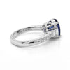 LARGE 3.50CT DIAMOND & AAA SAPPHIRE 18K WHITE GOLD 3D OVAL BAGUETTE & ROUND RING