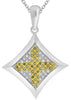 .23CT WHITE & FANCY YELLOW DIAMOND 14K WHITE GOLD 3D SQUARE FUN FLOATING PENDANT