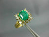 ESTATE 1.65CT DIAMOND & AAA EMERALD 18KT YELLOW GOLD SQUARE HALO ENGAGEMENT RING