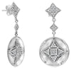 .66CT DIAMOND 14KT WHITE GOLD 3D CIRCULAR STAR GEOMETRICAL FUN HANGING EARRINGS