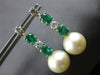 1.88CT DIAMOND AAA EMERALD & SOUTH SEA PEARL 14K 2 TONE GOLD OVAL EARRINGS 27171