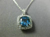 ESTATE 2.27CT AAA LONDON BLUE TOPAZ & WHITE SAPPHIRE 14K WHITE GOLD HALO PENDANT
