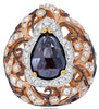 LARGE 3.15CT WHITE & ICE DIAMOND 18KT ROSE & WHITE GOLD PEAR SHAPE & ROUND RING