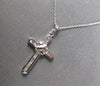 ESTATE .26CT DIAMOND 14KT WHITE GOLD BAGUETTE CLASSIC X CROSS FLOATING PENDANT