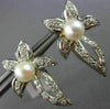 LARGE .50CT DIAMOND & AAA SOUTH SEA PEARL 14K WHITE GOLD 3D FLOWER LEAF EARRINGS