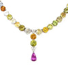 LARGE 85.72CT DIAMOND & AAA SAPPHIRE 18KT WHITE GOLD ROUND & PEAR SHAPE NECKLACE