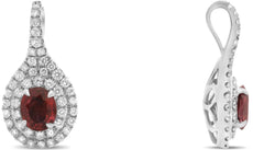 1.42CT DIAMOND & AAA RUBY 18KT WHITE GOLD 3D OVAL & ROUND LOVE FLOATING PENDANT