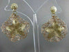 ESTATE LARGE 14K ROSE YELLOW GOLD HANGING STAR FILIGREE HOOP EARRINGS 38MM #2682