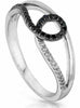 ESTATE .23CT WHITE & BLACK DIAMOND 14KT WHITE GOLD 3D CLASSIC LOVE KNOT FUN RING