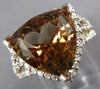 ESTATE LARGE 9.10CT DIAMOND & AAA SMOKEY TOPAZ 14KT WHITE GOLD TRILLION FUN RING
